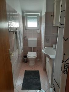 a small bathroom with a toilet and a sink at Apartments Luna in Sveti Filip i Jakov +33 photos