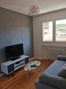 Televízia a/alebo spoločenská miestnosť v ubytovaní Chambre privée dans appart partagé, centre ville, avec vue sur les monuments