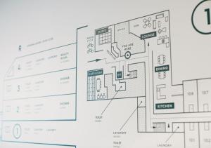 a drawing of a floor plan of a building at Hotel Graphy Nezu in Tokyo