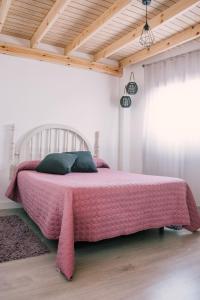 1 dormitorio con cama rosa y manta rosa en Casa Beta Ven A Disfrutarla, en Buenavista del Norte