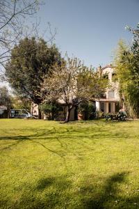 une grande cour avec une maison et des arbres dans l'établissement Social Garden, à Calci