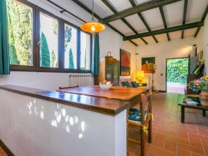 a kitchen with a counter in a room with windows at Holiday Home Bardeggiano - Caterina 8 - COL243 by Interhome in Belvedere