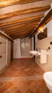a bathroom with a sink and a toilet in it at Podere Cerciano in Radicondoli
