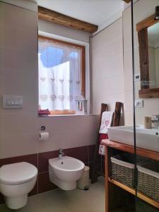 a bathroom with a toilet and a sink at B&B Le Fió in Valtournenche