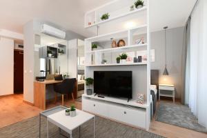 Televízia a/alebo spoločenská miestnosť v ubytovaní Silver Home Apartments