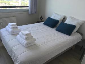 Uma cama ou camas num quarto em Rennes vue des Horizons