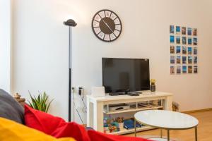 Televízia a/alebo spoločenská miestnosť v ubytovaní Apartman Lussi