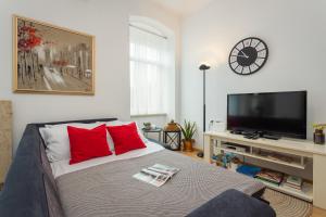 Televízia a/alebo spoločenská miestnosť v ubytovaní Apartman Lussi
