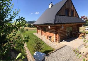 a log cabin with a black roof at Chatka_Kasina in Kasina Wielka