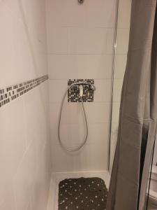 Un baño con ducha con cortina de ducha. en Aix-en-Provence Superbe studio centre historique, en Aix-en-Provence
