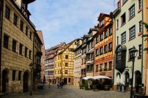 a street in an old town with many buildings at Humboldt41 in Nuremberg
