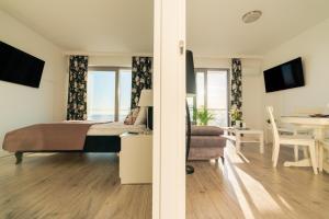 Televízia a/alebo spoločenská miestnosť v ubytovaní BALTICUS APARTAMENT