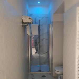 a glass shower in a bathroom with a toilet at luxury 2.0 in Naples
