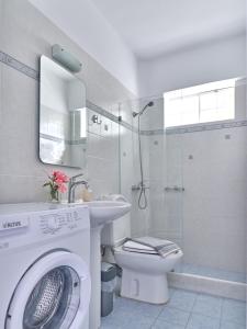 łazienka z pralką i toaletą w obiekcie Ifestos home with private veranda, Paros w mieście Logaras