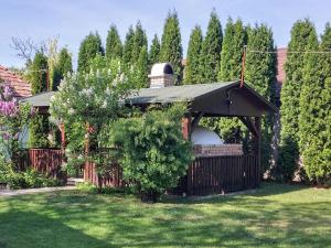 a gazebo in the yard of a house at Bíró-udvar vendégház in Mályinka