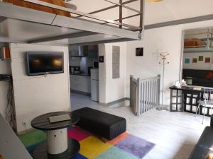 TV a/nebo společenská místnost v ubytování Gite la Denteliere
