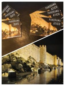 a collage of two pictures of a castle at Panorama Suite in Avila