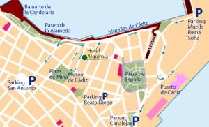 a map of a city at Hotel Alquimia Cadiz in Cádiz