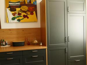 eine Küche mit Arbeitsplatte und Schrank in der Unterkunft Ines in Trittenheim
