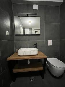 y baño con lavabo y aseo. en Apartman J&M en Makarska