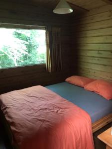 1 Schlafzimmer mit 2 Betten und einem Fenster in der Unterkunft Fins Boshuis in Meppen