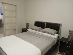 Una cama o camas en una habitación de Luxury 2 Bedroom Rooftop pool View unit #3