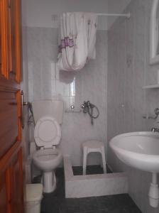 a bathroom with a toilet and a sink at Catherine Portaria Guest House in Portaria