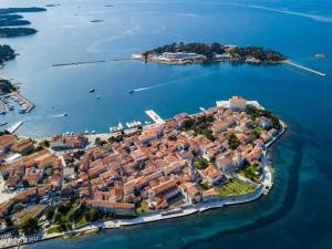 an aerial view of a small island in the water at Apartment Stefi in Poreč