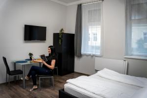 TV a/nebo společenská místnost v ubytování Kolibri Apartman - Makó