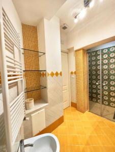 a bathroom with a sink and a shower at Residence Villa Giordano sea view Amalfi Coast in Vietri sul Mare +44 photos