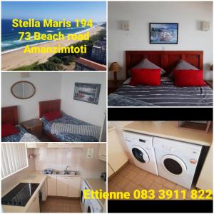 a hotel room with a bed and a washing machine at Stella Maris 194 Amazimtoti Self Catering accommodation in Amanzimtoti