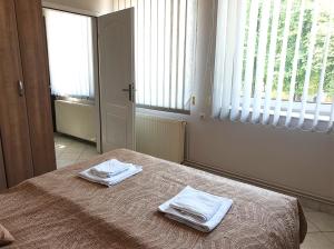 Postel nebo postele na pokoji v ubytování ATRIJUM apartmani Apatin