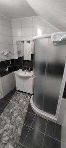 a bathroom with a shower and a sink at Apartment Gradina in Korenica