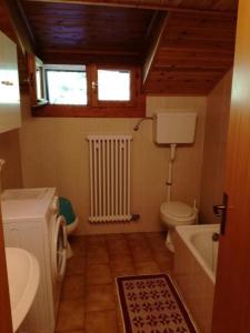 a small bathroom with a toilet and a sink at Appartamenti Rosenberger in Molveno