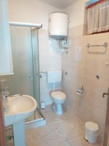 a bathroom with a toilet and a sink and a shower at Apartments Jakov in Starigrad