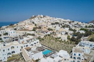 an aerial view of a town with white buildings at Alleys All-Suite Hotel & Spa in Pirgos +37 photos