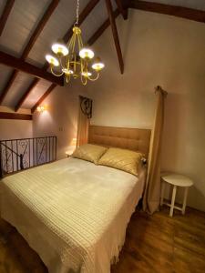 a bedroom with a bed and a lamp at Pousada La Lavande in Gramado