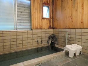 a bathroom with a tub and a toilet in it at Hakone Miyanoshita Myojokan in Hakone