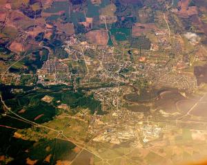 a view of a city from an airplane at Smart Stay Apartment in Valmiera