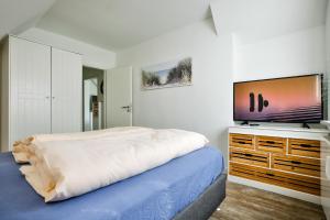 TV a/nebo společenská místnost v ubytování Maison sur Mer ehemals Jodat
