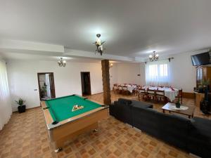 a living room with a pool table in it at Pensiunea Casa Pancu in Ceahlău