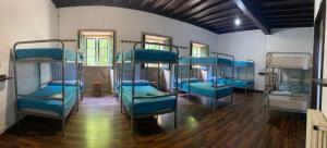 a room with several bunk beds in it at La Calabaza del Peregrino in O Faramello
