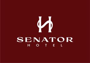 a logo for a hotel with two people dancing at Senator Hotel in Tirana