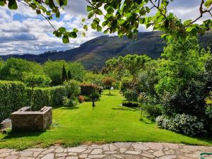 a garden with a view of the mountains at Casa Nastasia in A Pontenova