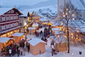 阿布特瑙的住宿－Ferienhaus Bergblick，雪中小镇上的圣诞市场