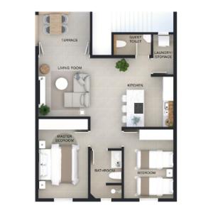 Apgyvendinimo įstaigos Otrobanda Apartment aukšto planas