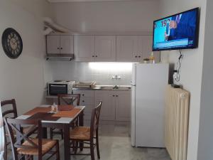 Kuchyň nebo kuchyňský kout v ubytování KAMARI APARTMENTS