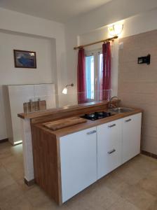 eine Küche mit einer Spüle und einer Arbeitsplatte in der Unterkunft La Terrazza di Carlo e Luisa in Zakynthos