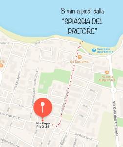 a red circle on a map at Maison Chene con vasca idromassaggio in Bisceglie