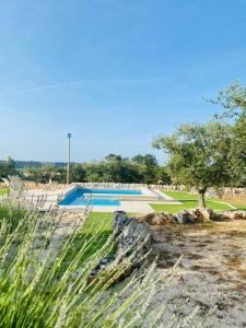 vista para uma piscina num parque em I Trulli del Vagabondo - Complex of Trulli with Private Pool em Alberobello